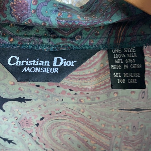 CHRISTIAN DIOR VINTAGE SILK PAISLY KIMONO ROBE - Picture 4 of 6